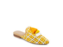 Load image into Gallery viewer, London Rag MARIANA WOVEN FLAT MULES WITH TASSELS
