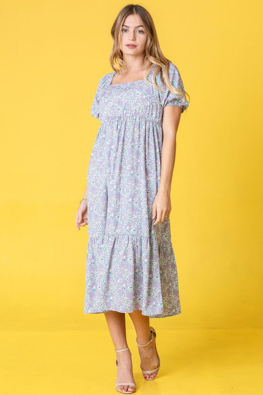 Floral Square Neck Dress