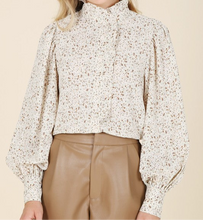 Load image into Gallery viewer, Stand collar floral frill blouse
