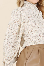 Load image into Gallery viewer, Stand collar floral frill blouse
